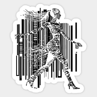 Walking Girl on Bar Code Sticker